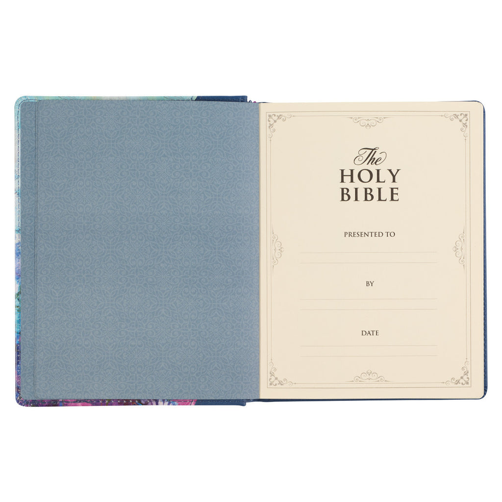 Blue Floral Faux Leather Hardcover Note-taking Bible