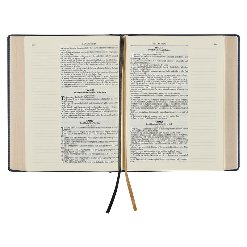 Navy Blue Floral Faux Leather Hardcover Large Print KJV Note-taking Bible