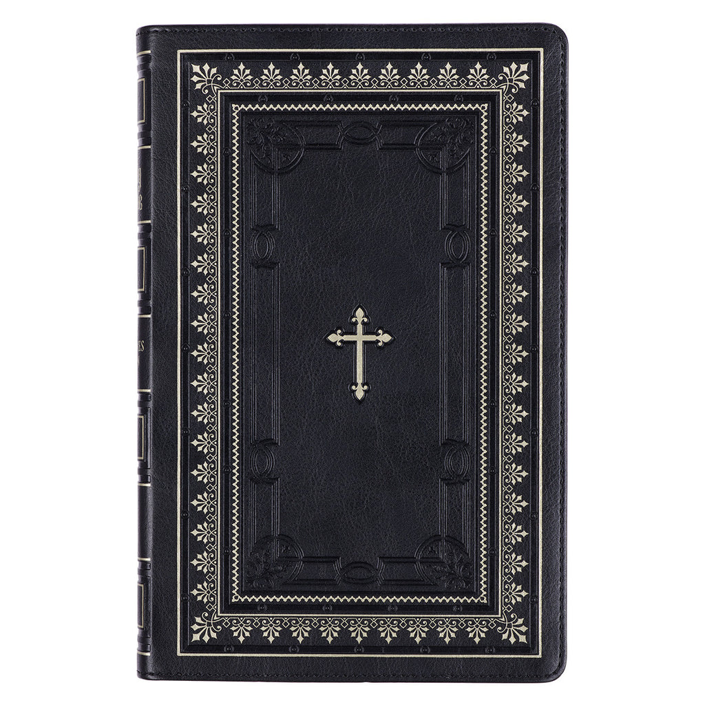 Black Framed Faux Leather King James Version Deluxe Gift Bible with Thumb Index