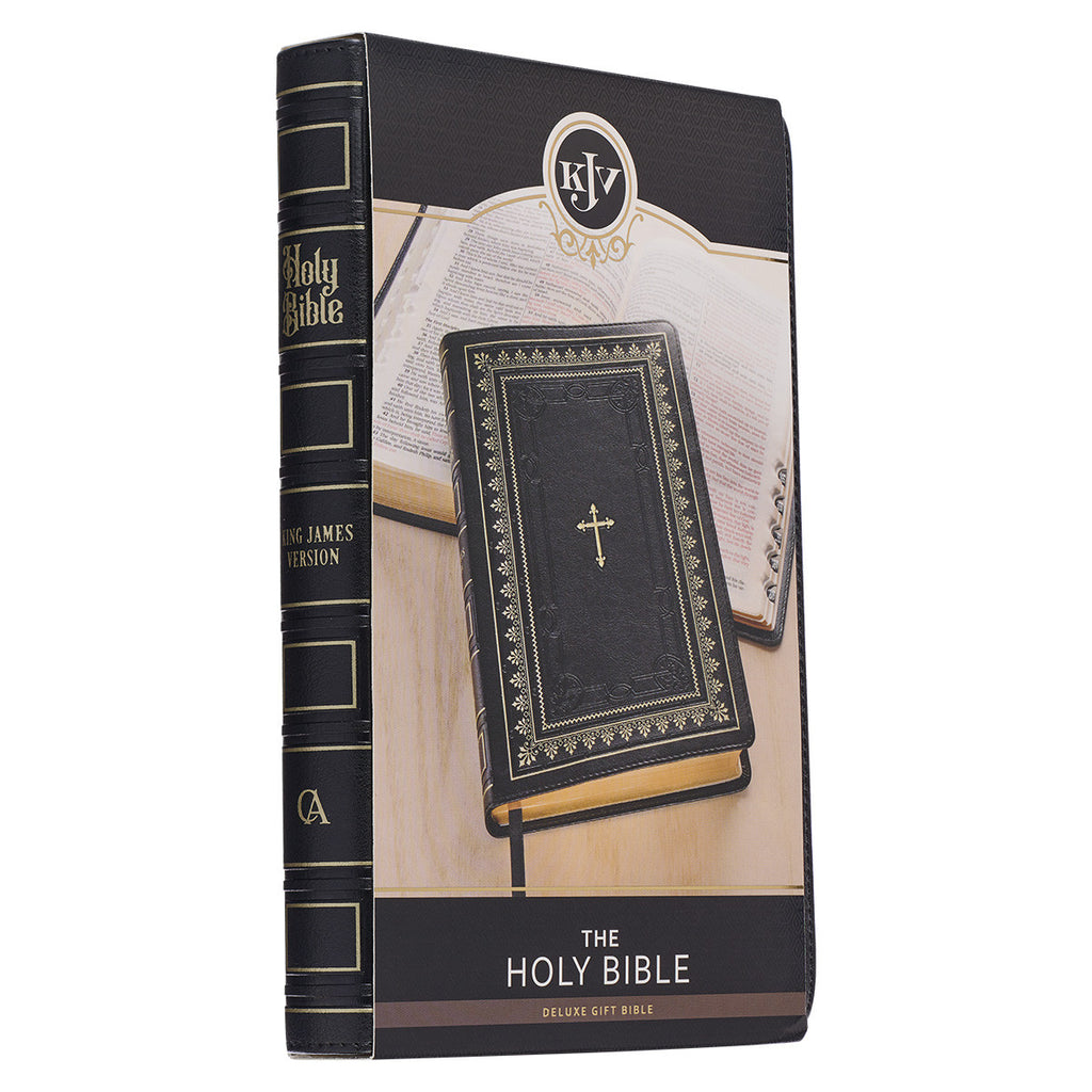 Black Framed Faux Leather King James Version Deluxe Gift Bible with Thumb Index