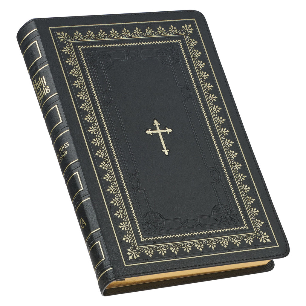 Black Framed Faux Leather King James Version Deluxe Gift Bible with Thumb Index