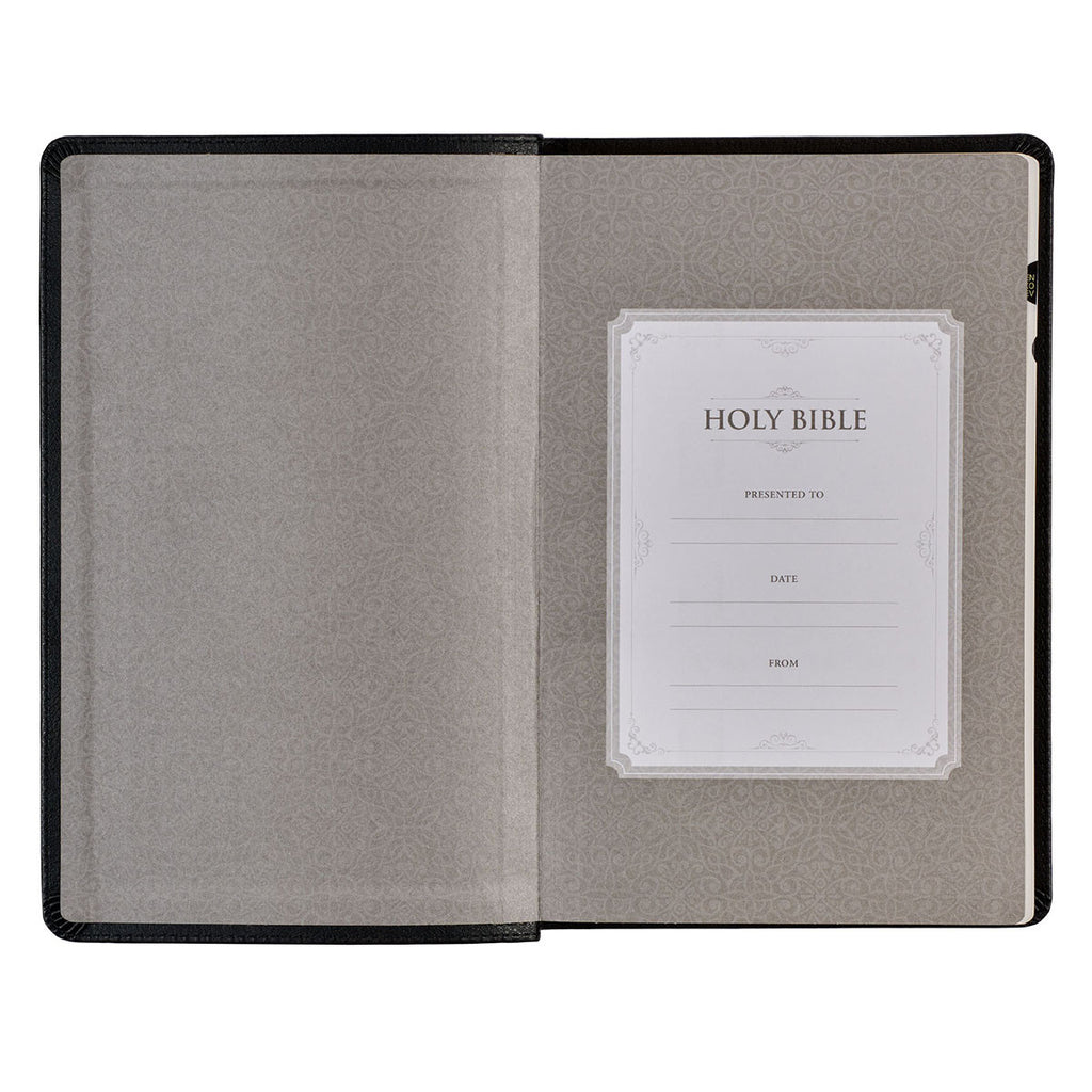 Black Framed Faux Leather King James Version Deluxe Gift Bible with Thumb Index