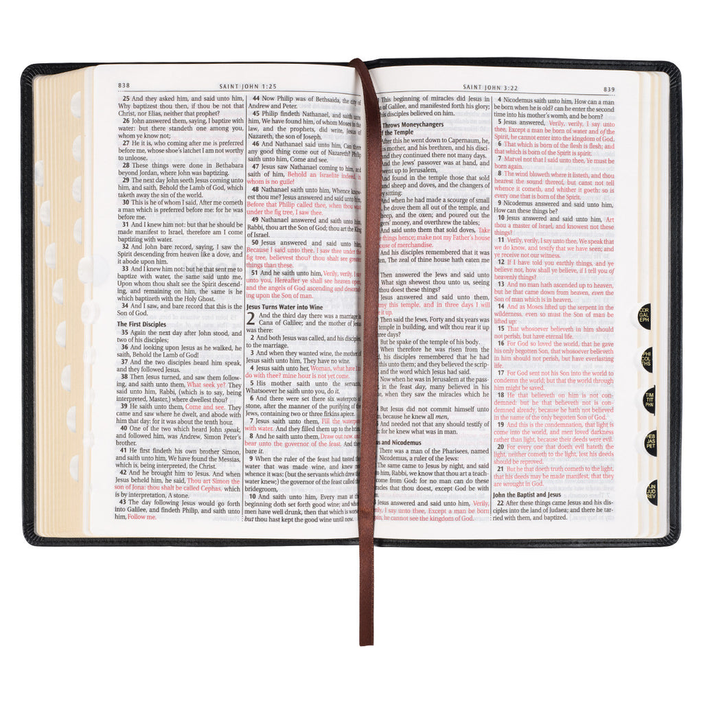 Black Framed Faux Leather King James Version Deluxe Gift Bible with Thumb Index