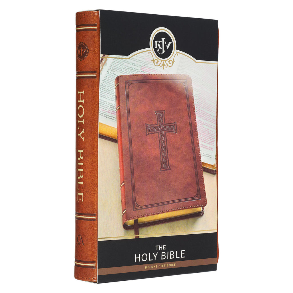 Honey-brown Faux Leather King James Version Deluxe Gift Bible with Thumb Index