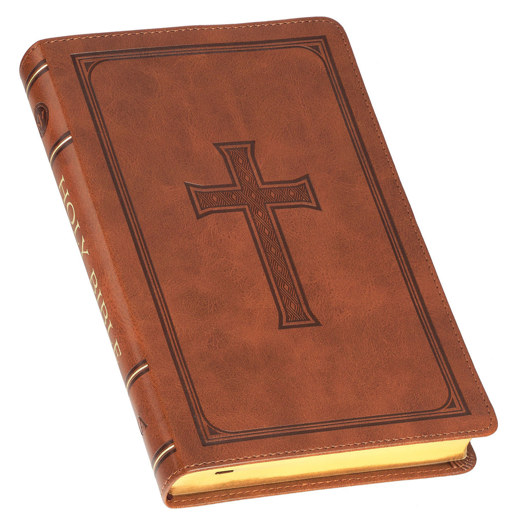 Honey-brown Faux Leather King James Version Deluxe Gift Bible with Thumb Index