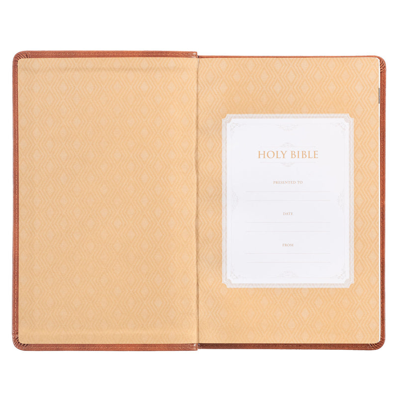 KJV Bible - Honey-brown Faux Leather Gift Bible (Personalizable!)