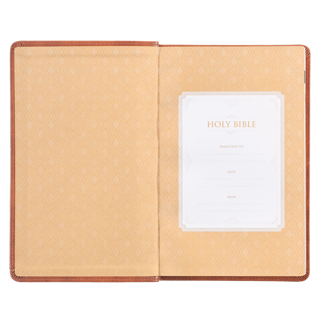 Honey-brown Faux Leather King James Version Deluxe Gift Bible with Thumb Index