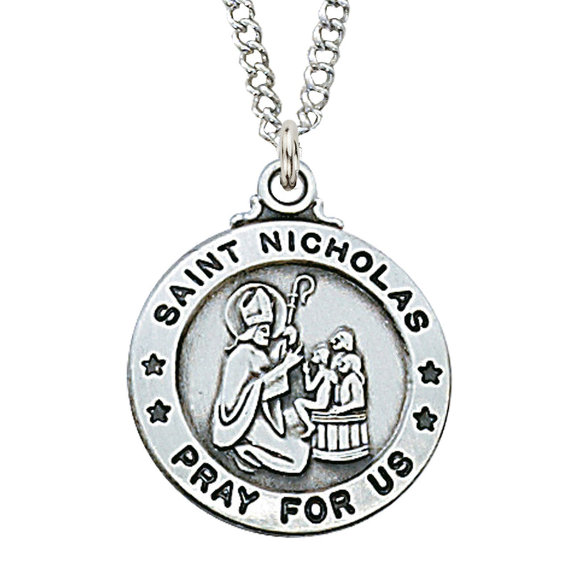 St. Nicholas Sterling Silver Round Medal 20"