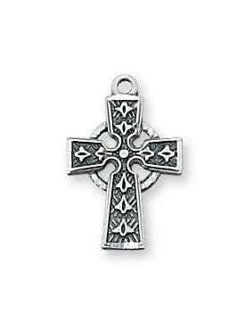 Celtic Sterling Silver Cross Necklace for Baby 13"