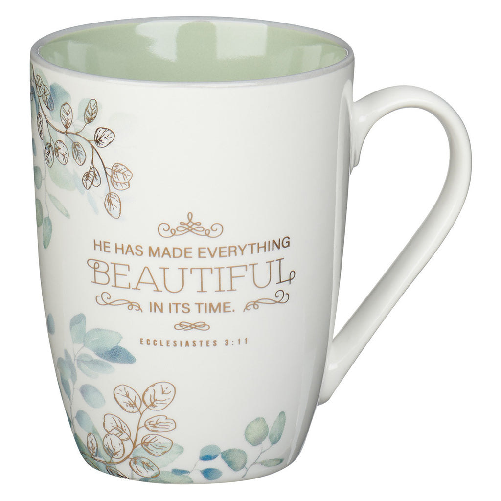 Beautiful in its Time Blue Floral Ceramic Mug - Ecclesiastes 3:11