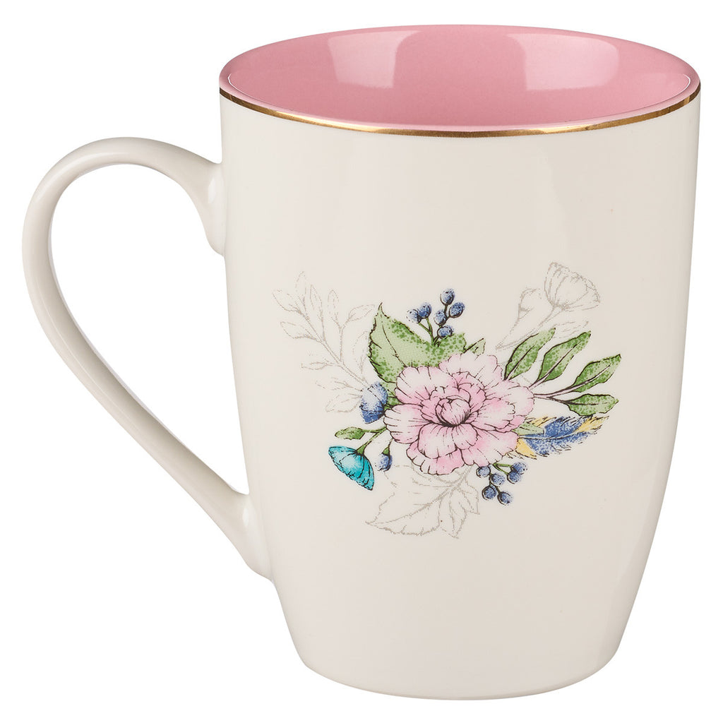 The Lord Delights in You Pink Floral Ceramic Coffee Mug - Isaiah 62:4