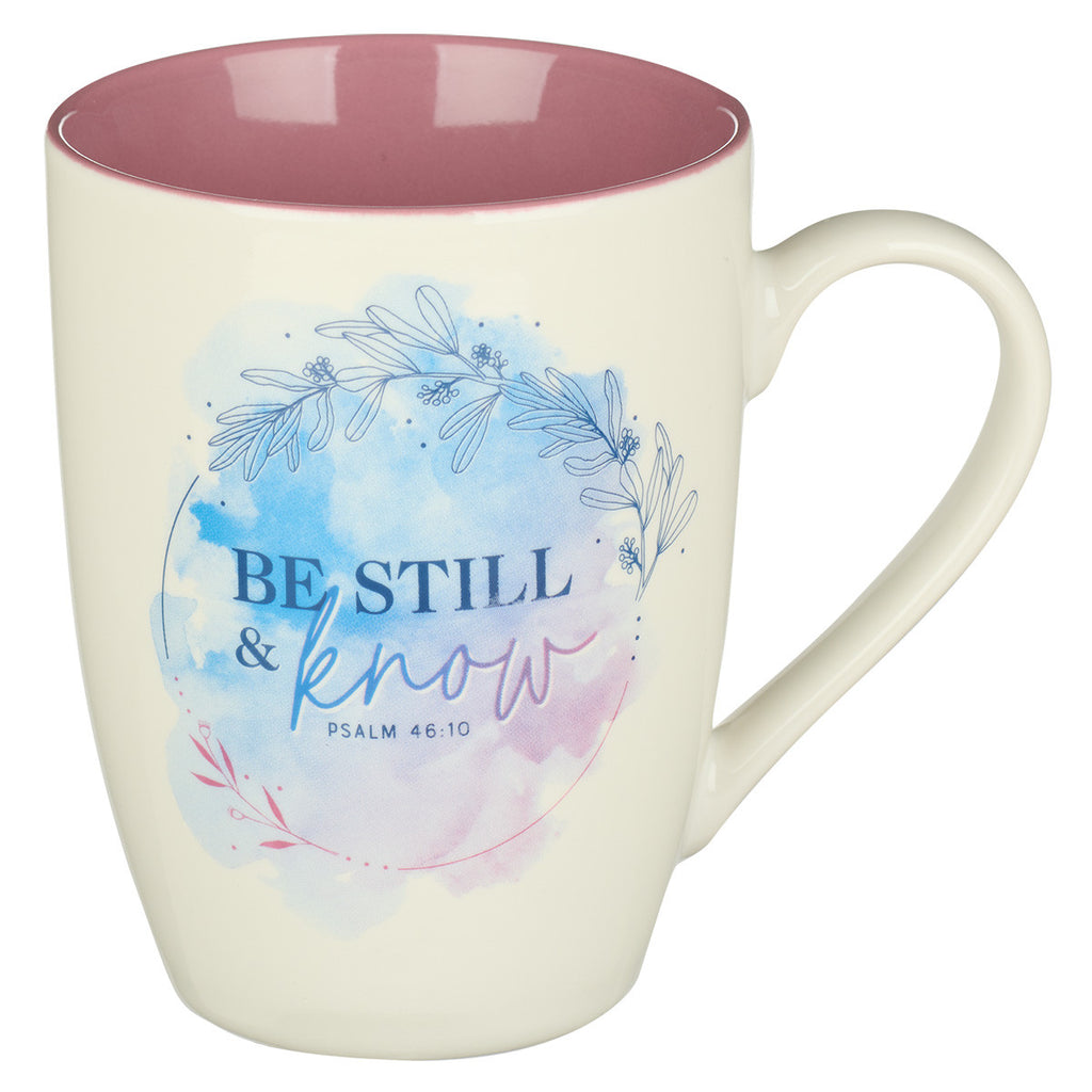 Be Still Mauve Watercolor Ceramic Coffee Mug - Psalm 46:10