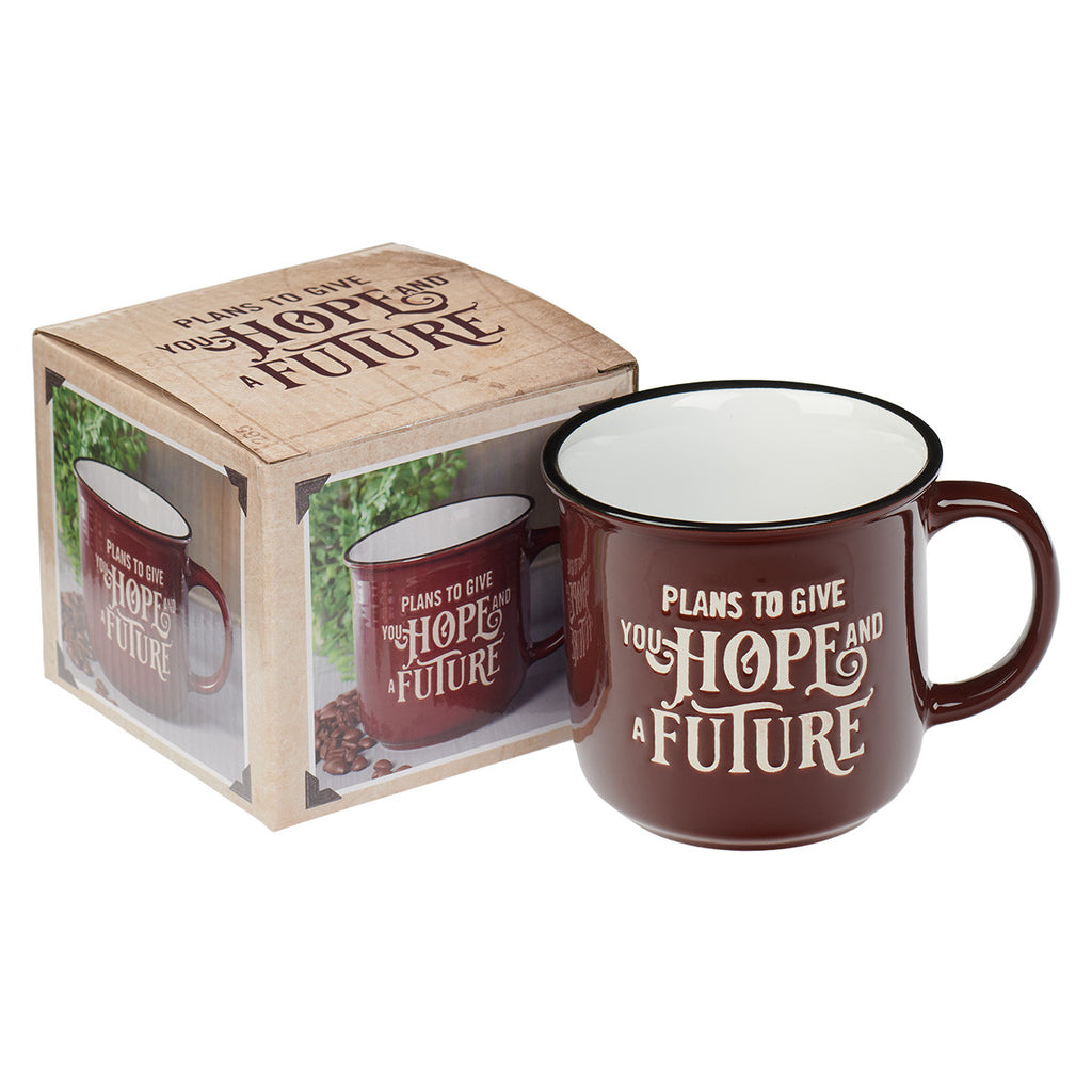 Plans for Hope and a Future Burgundy Ceramic Camp-style Mug - Jeremiah 29:11