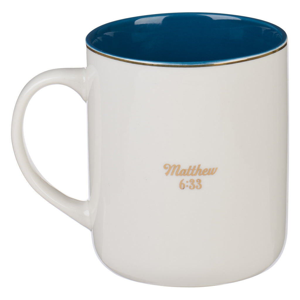 The Kingdom of God Blue Ceramic Coffee Mug - Matthew 6:33