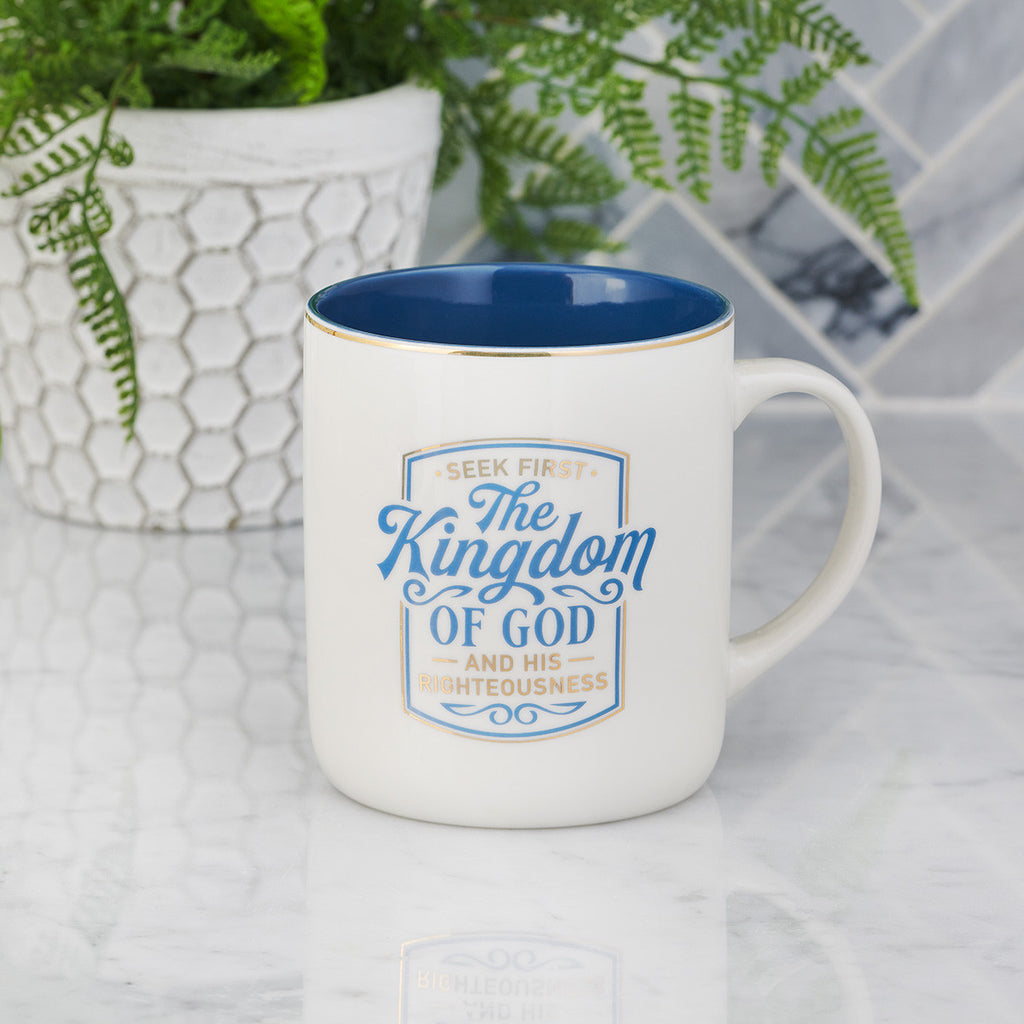 The Kingdom of God Blue Ceramic Coffee Mug - Matthew 6:33