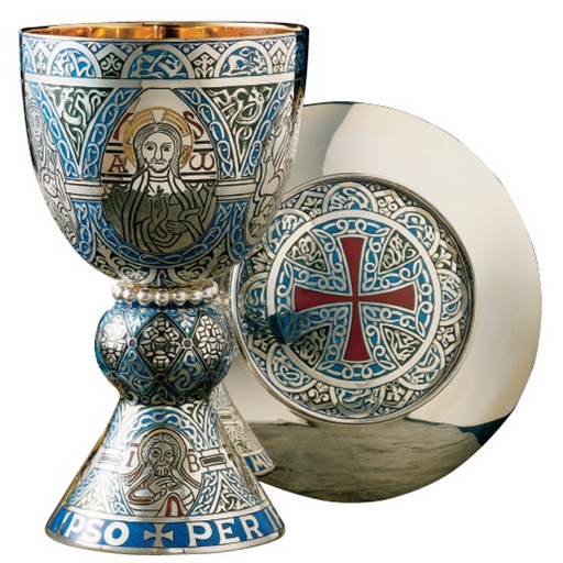 Molina 2332 Tassilo Fire Enamel Sterling Chalice and Paten, product photograph 1