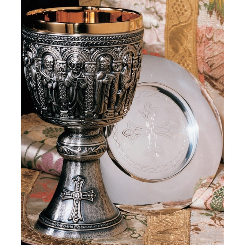Molina 2378 Romanesque Apostles Chalice and Ringed Paten, product photograph 1