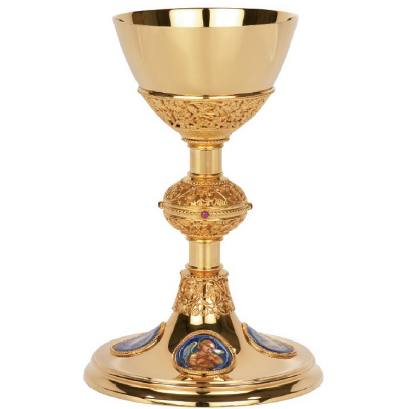 Molina 2435 Evangelists Chalice & Paten, Ruby Openwork, product photograph 1