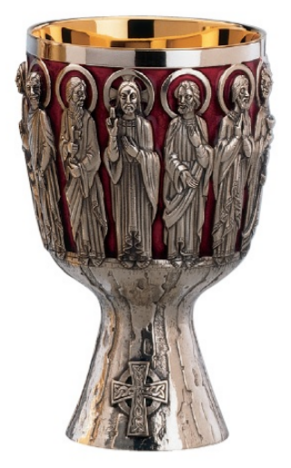 Molina 2620 Apostles Chalice & Paten with Red Enamel, product photograph 1
