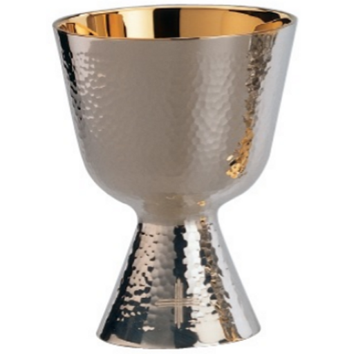 Molina 2820 Hammered Silver Chalice & Bowl Paten, 20 Oz., product photograph 1