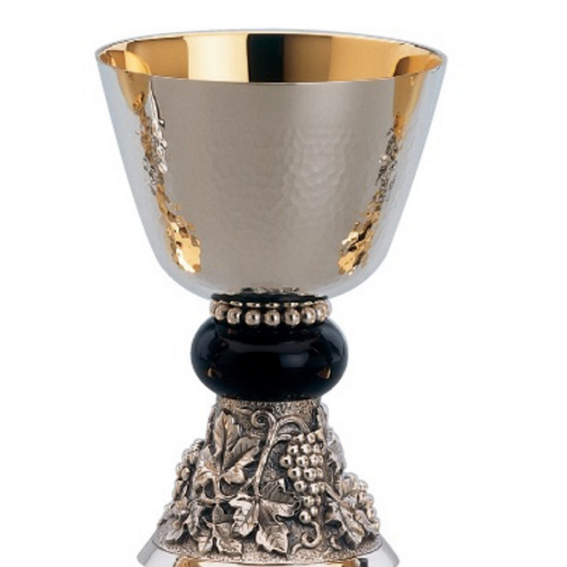 Molina 2848 Grape & Leaf Chalice, Black Node & Bowl Paten, product photograph 1