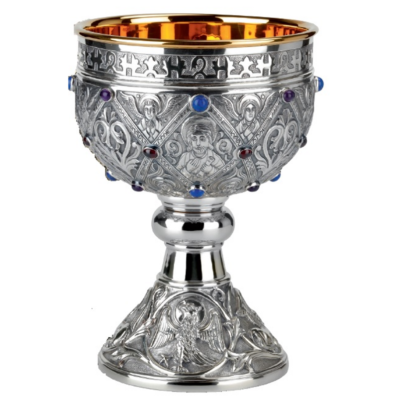 Molina 2945 Germanic Chalice & Paten with Blue Fire Enamel, product photograph 1