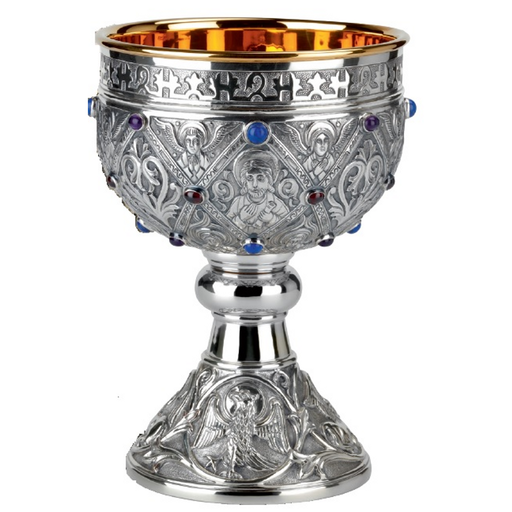 Molina 2945 Germanic Chalice & Paten with Blue Fire Enamel, product photograph 1