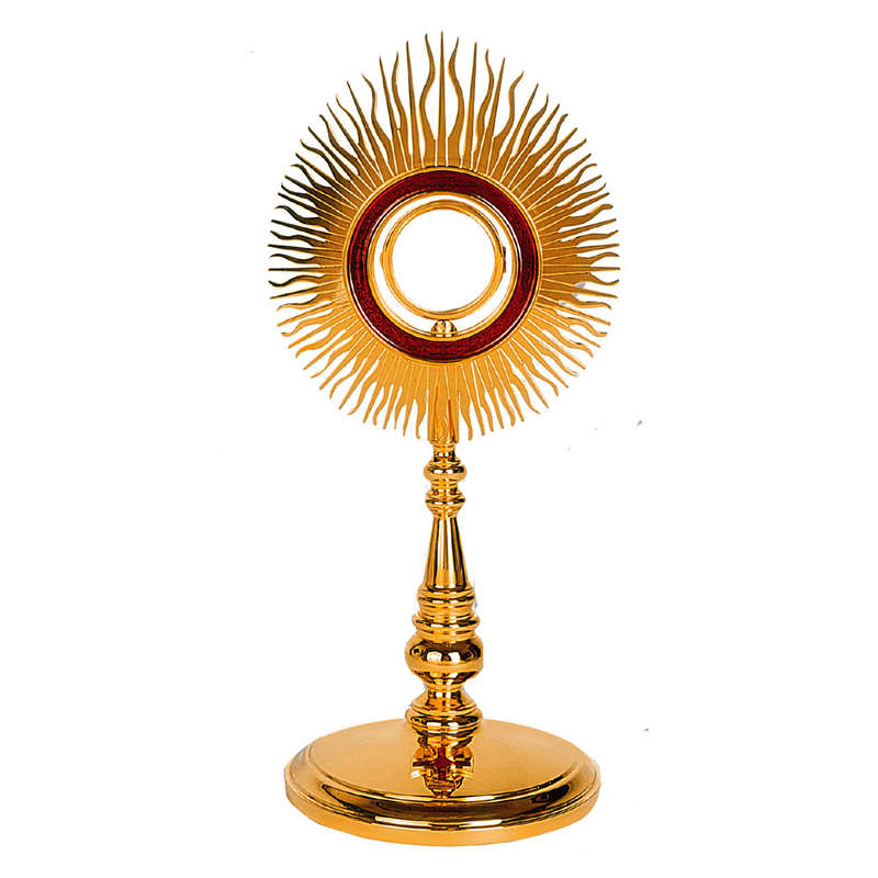 Molina 5582 Red Enamel Halo Monstrance with Glass Luna, product photograph 1