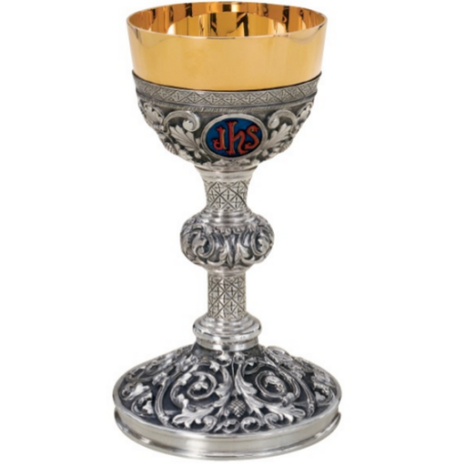 Molina AS-131 Silver Chalice & Scale Paten with Ring, product photograph 1