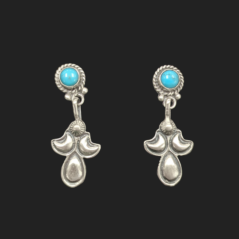 Handmade Navajo Turquoise Earrings 1.75"H