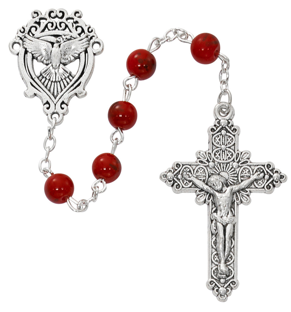 Holy Spirit Rosary with Red Marble Look