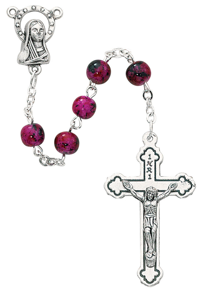 Fuchsia Swirl Rosary 6mm