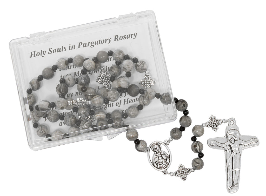 Holy Souls Rosary in Gray Marble