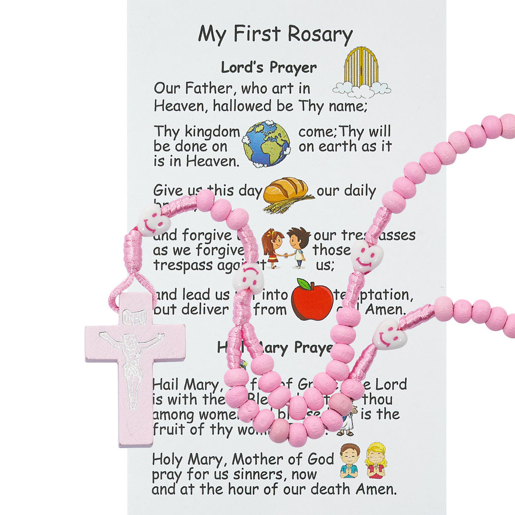 Pink Wood Kids Rosary