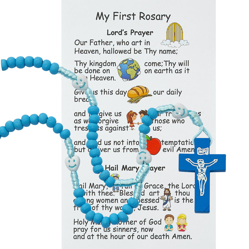 Blue Wood Kids Rosary