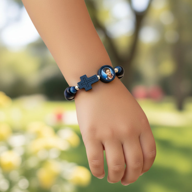 St. Carlo Acutis Blue Bracelet for Kids - Made in Italy | McVan