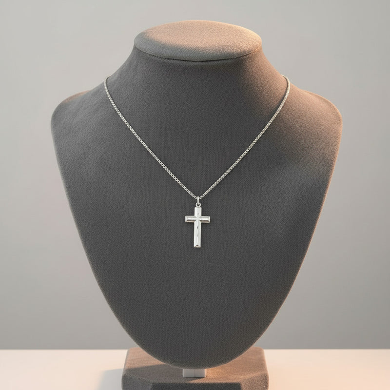 Cross Sterling Silver Necklace with 18" Chain | Bliss