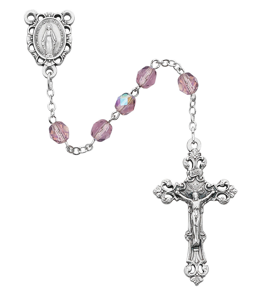 Birthstone Rosary - Light Lavender Glass June Rosary Boxed