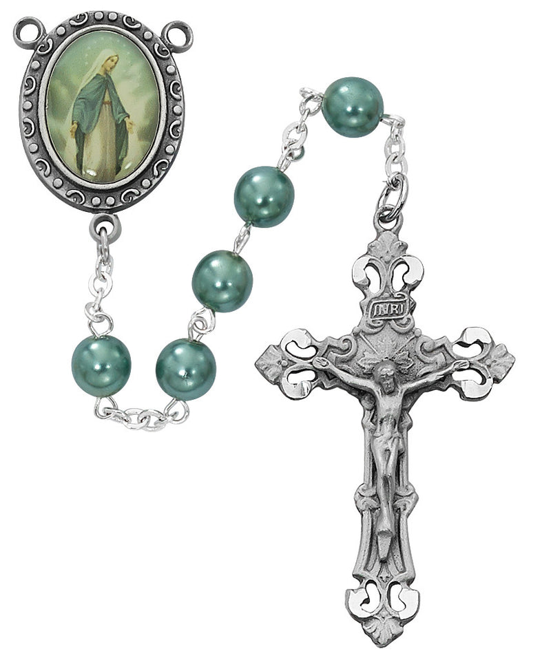 Teal Our Lady of Grace Centerpiece Rosary