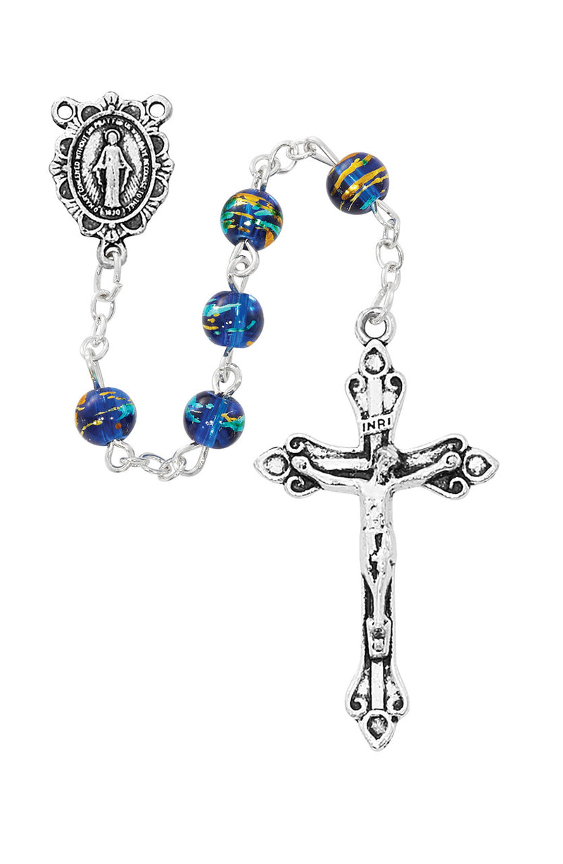 Blue Multicolor Rosary with Iridescent Beads