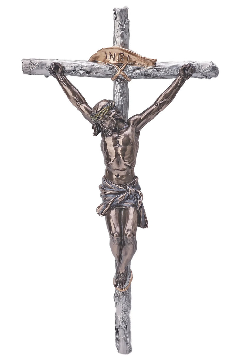 Hand-Painted Bronze Look Crucifix | Goldscheider of Vienna