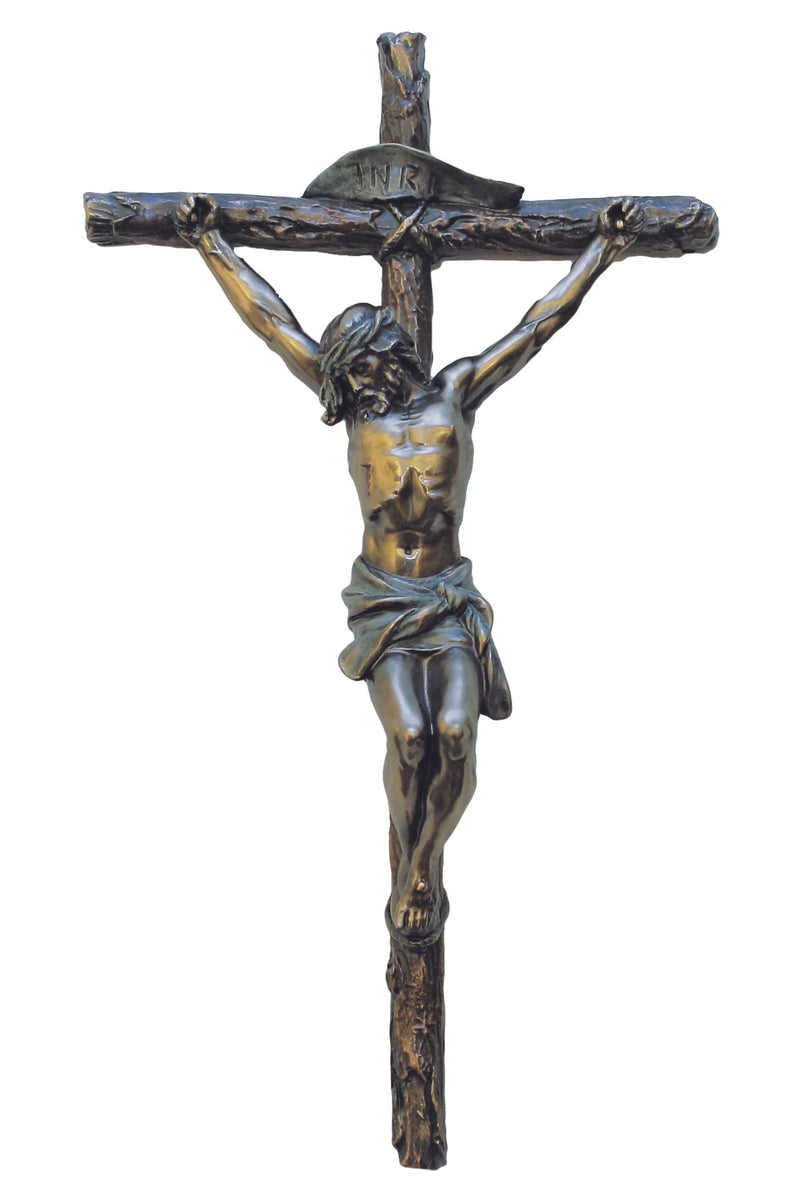 Hand-Painted Bronze Look Crucifix | Goldscheider of Vienna