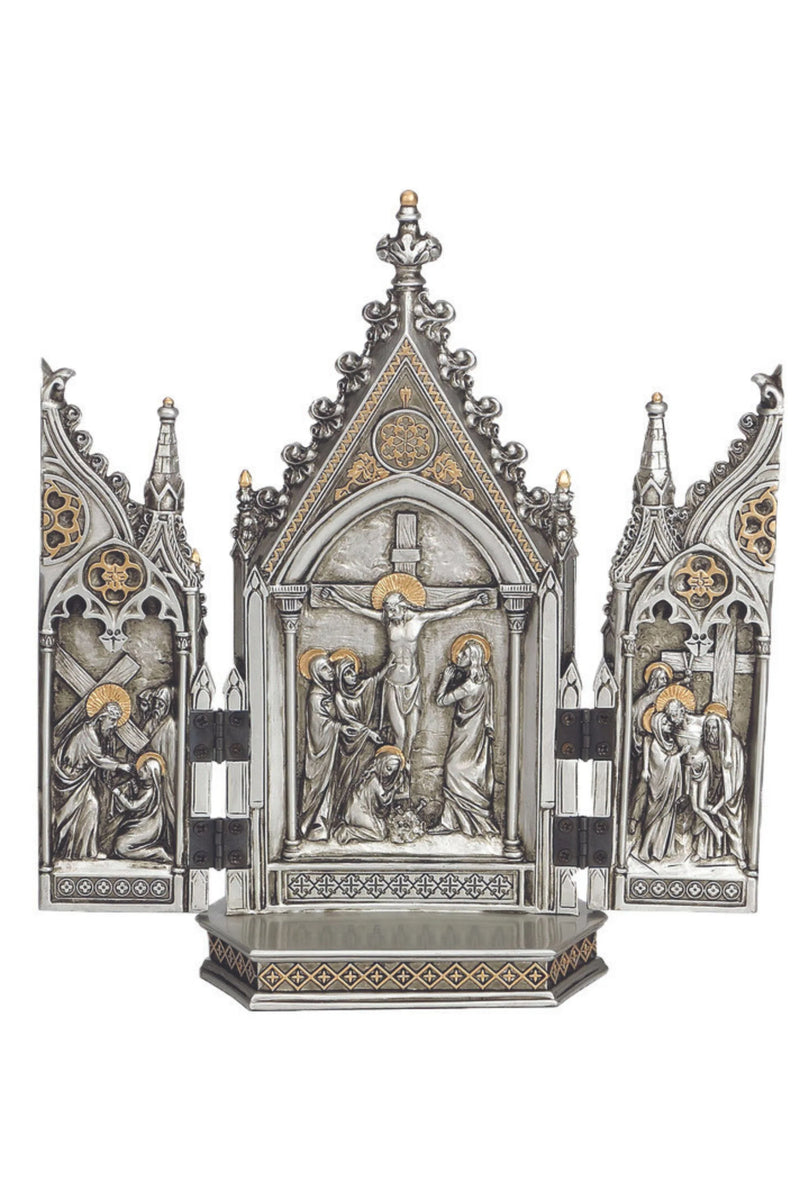 Calvary Triptych in Bronze or Pewter | Goldscheider of Vienna