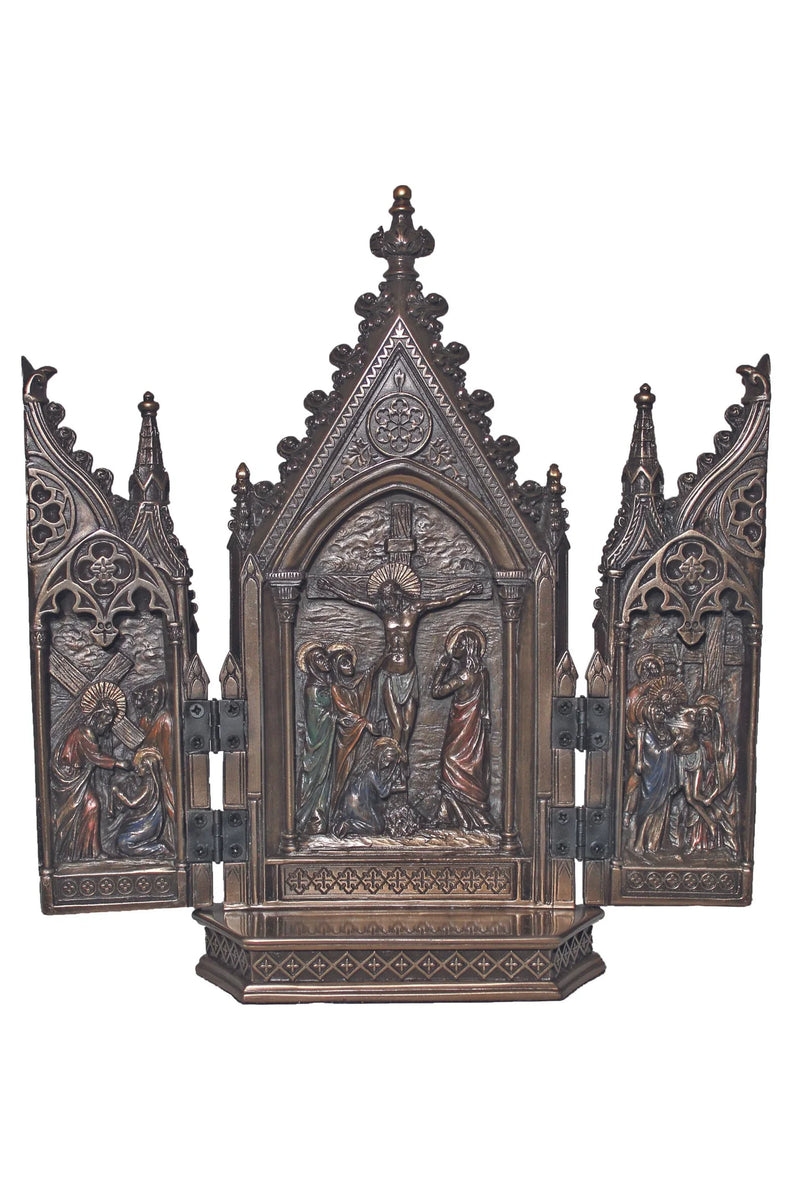 Calvary Triptych in Bronze or Pewter | Goldscheider of Vienna