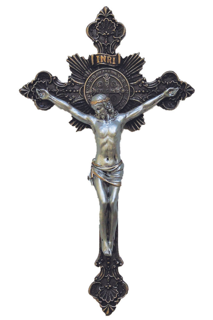 Benedictine Crucifix - Bronze with Pewter Corpus 14"