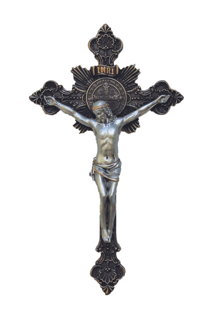 Benedictine Crucifix - Bronze with Pewter Corpus 7.75"