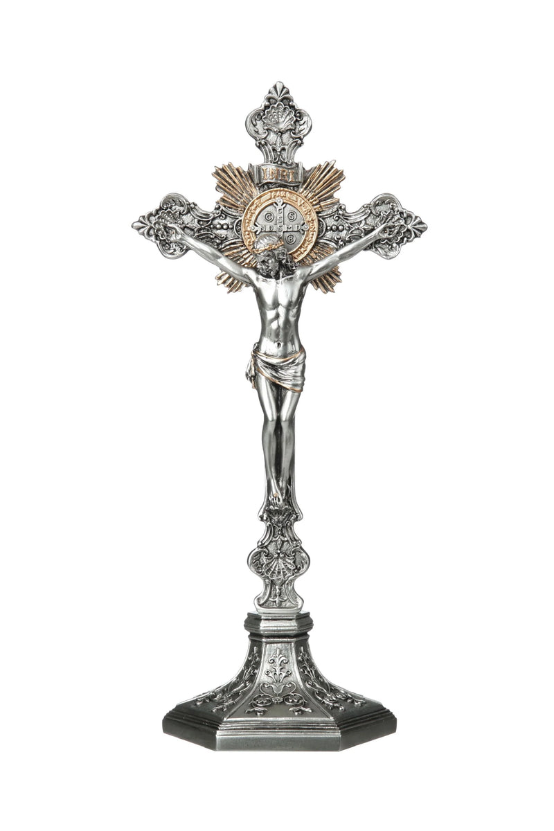 Benedictine Table Crucifix - Bronze or Pewter | Goldscheider of Vienna