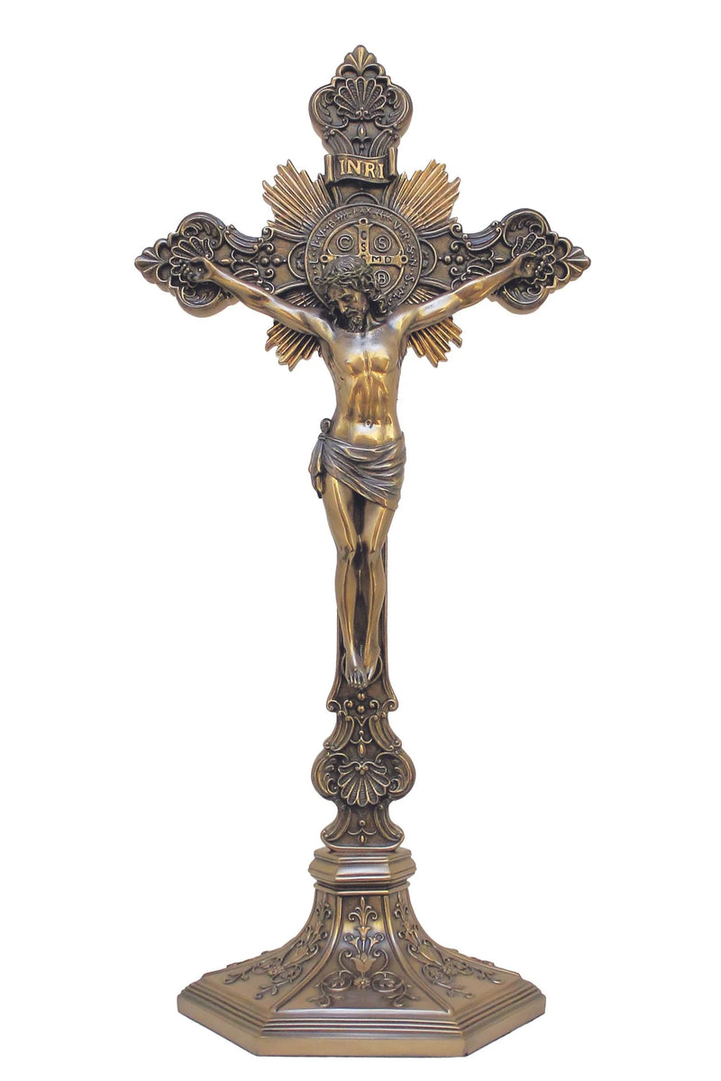 Benedictine Table Crucifix - Bronze or Pewter | Goldscheider of Vienna