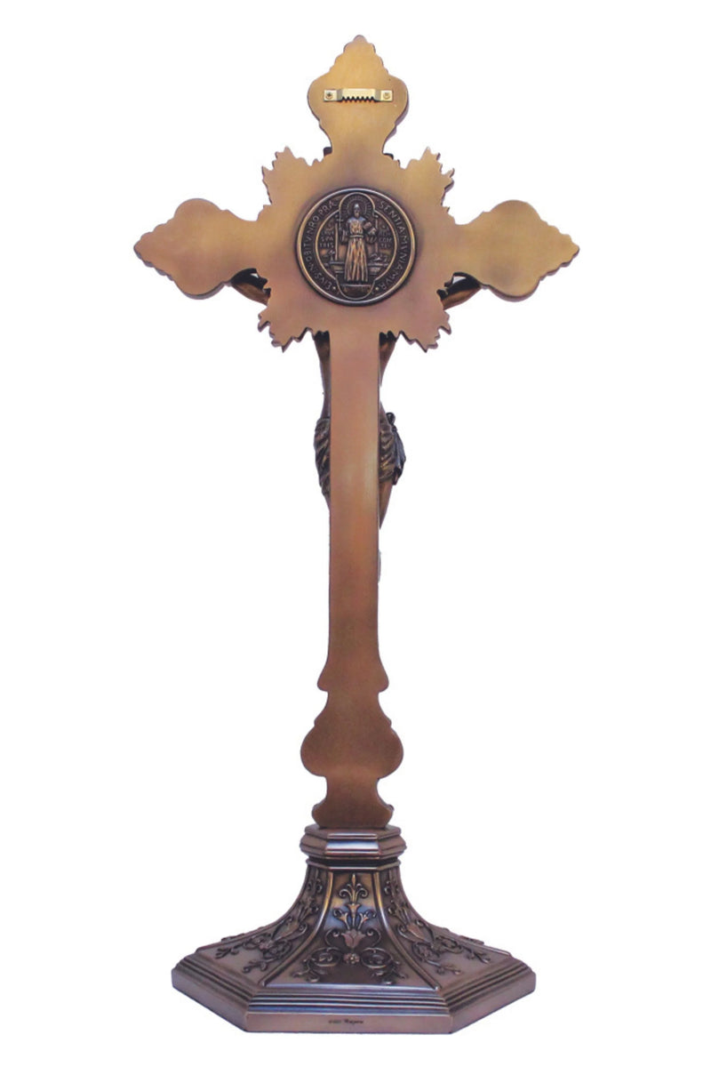 Benedictine Table Crucifix - Bronze or Pewter | Goldscheider of Vienna