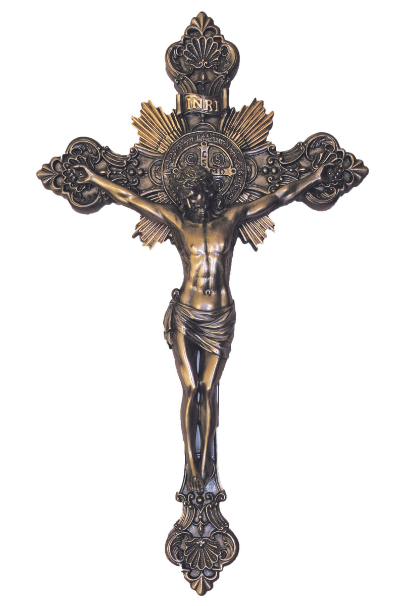 Benedictine Crucifix – 19" | Cold-Cast Bronze | Goldscheider Veronese